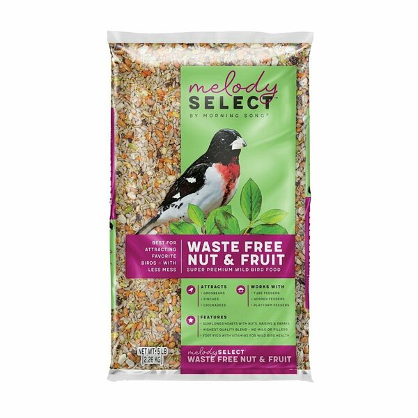 Morning Song Melody Select Series Wild Bird Food, Premium, Waste-Free, Fruit, Nut Flavor, 5 lb Bag 14055